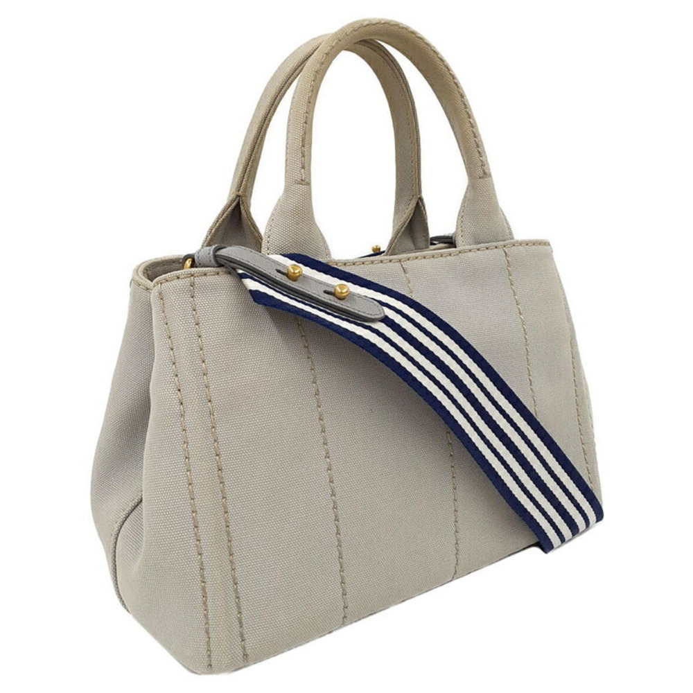 Prada Canapa 2way Tote Bag Canvas White - Picture 2 of 9